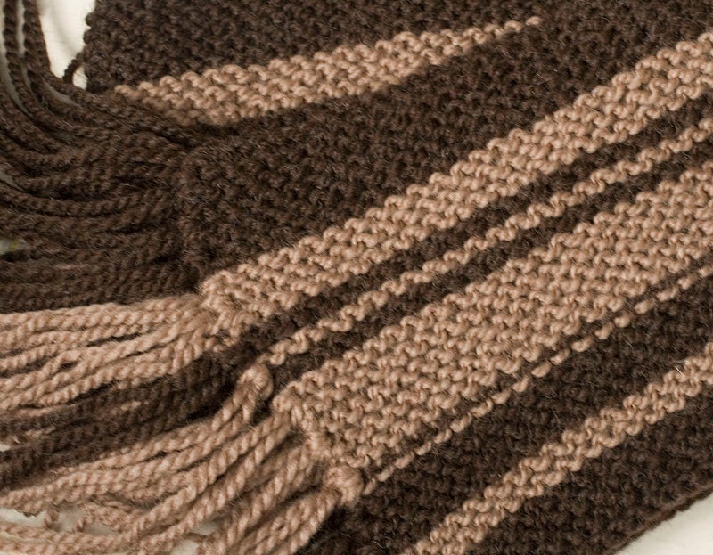 Mens Scarf, Brown Stripes, Hand Knit Scarf., Unisex Scarf