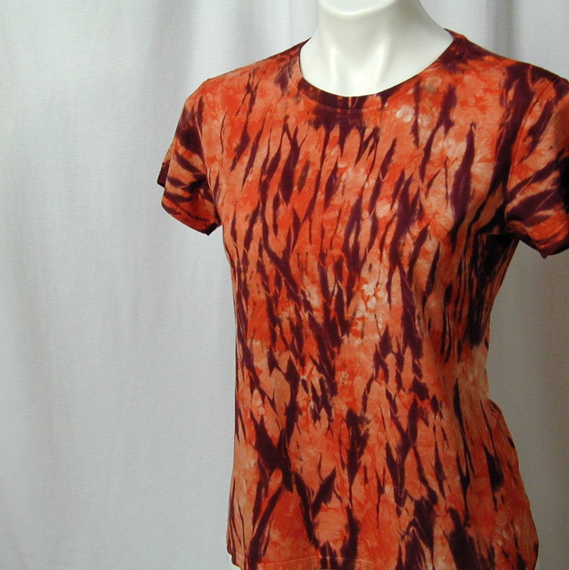 Terra Cotta Tiger Arashi Shibori Bamboo Top (medium)