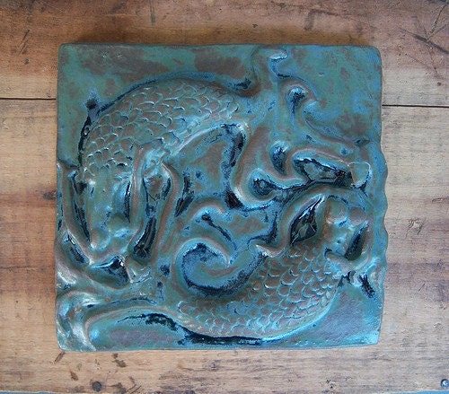 Sculptural Mermaid Tile 6X6- Made to Order