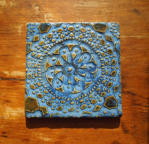 Blue Mandala Tile-In stock ready to ship