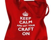 Keep Calm Craft Parody Red Tote bag