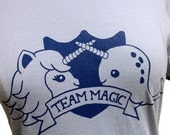 Womens TSHIRT  - Unicorn Narwhal team print on a blue ringer- (Sizes S, M, L, XL)