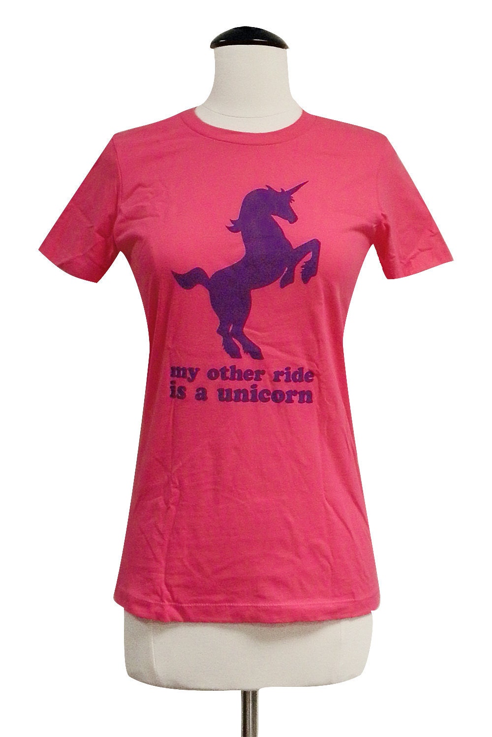 My Other Ride is a UNICORN Ladies Pink T-Shirt - Sizes S, M, L, XL