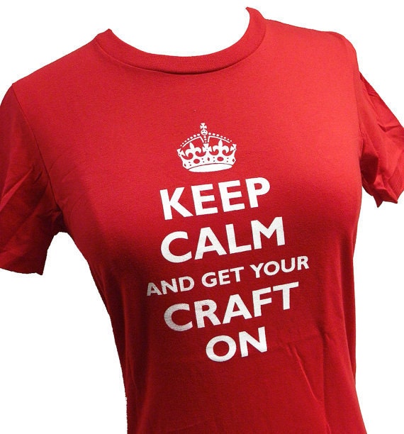 Keep Calm and Carry on Parody Print on Red Ladies T-shirt - (Sizes S, M, L, XL)