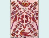 Birds and Flowers Fraktur from Theodora ACEO