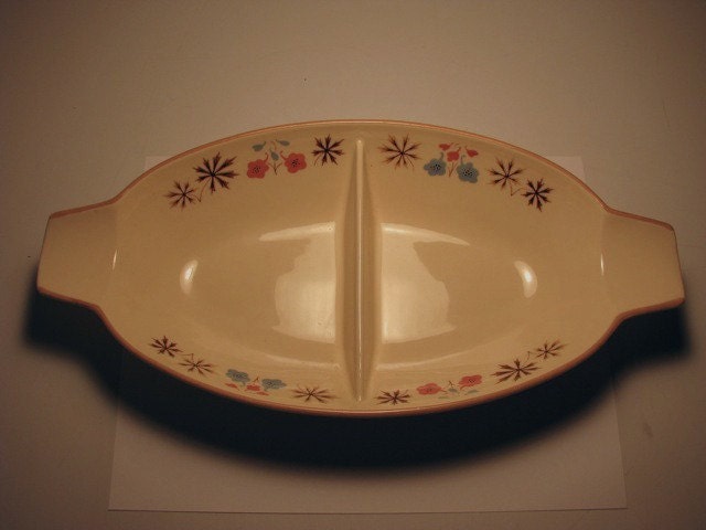 VINTAGE Franciscan Larkspur divided bowl