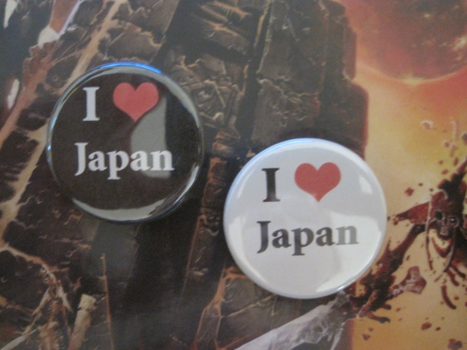 I Love Japan Anime Manga Pin Button / Badge 1 1/4 Inch