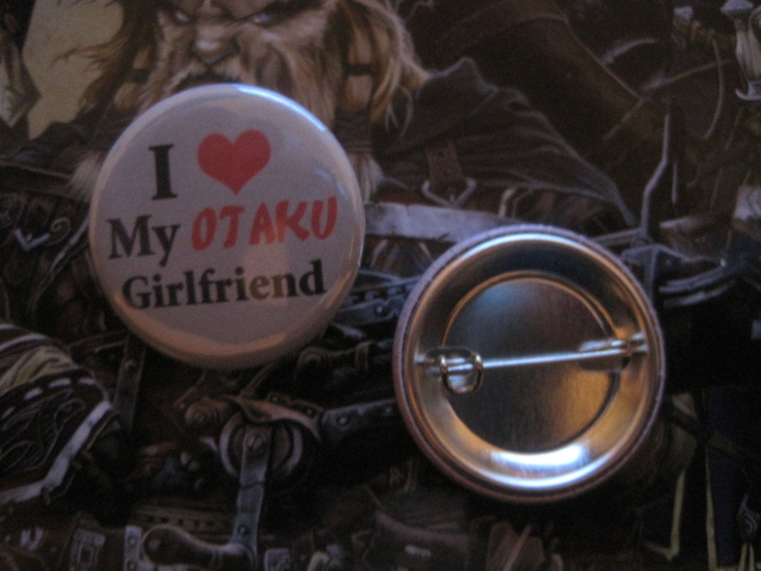 I Love my Otaku Girlfriend Anime Manga Pin Button / Badge 1 1/4 Inch