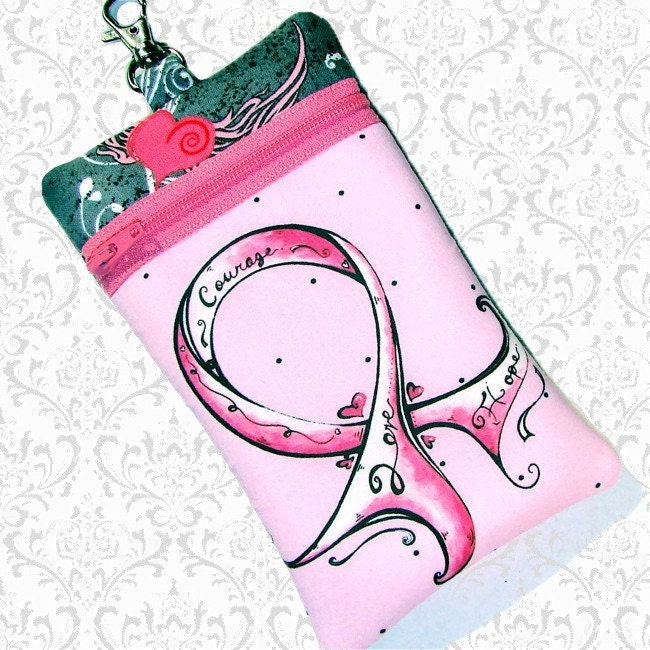 Breast cancer awareness ribbon cell phone bag gadget case