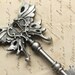 Steampunk Winged skeleton key pendant Art Nouveau PEWTER
