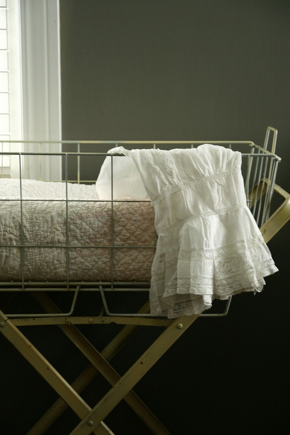 vintage rolling laundry cart