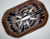 1900s Mother Of Pearl , Manicure Set in 1900s picture Frame Bubble Glass wood, MOP 11-pc. mani set, Wall Art for Home or Salon