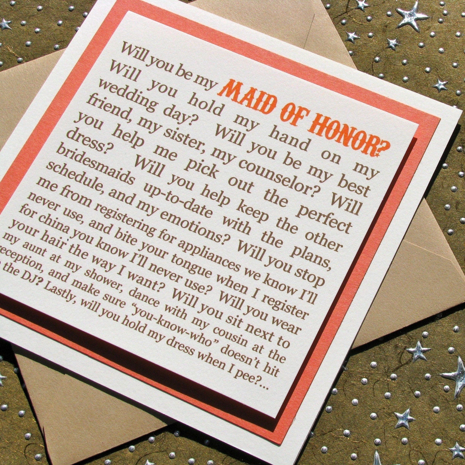 WILL YOU BE MY MAID OF HONOR card