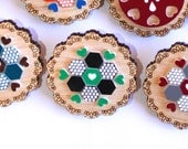 Green and Black Patchwork Doily Brooch