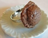 Ice Cream Scoop Ring - Miniature Food Jewelry - Chocolate