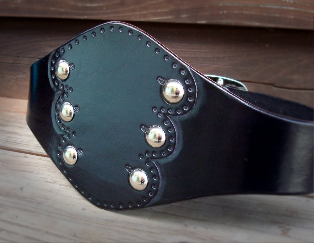The Peacoat....Wide Studded Black Leather Belt