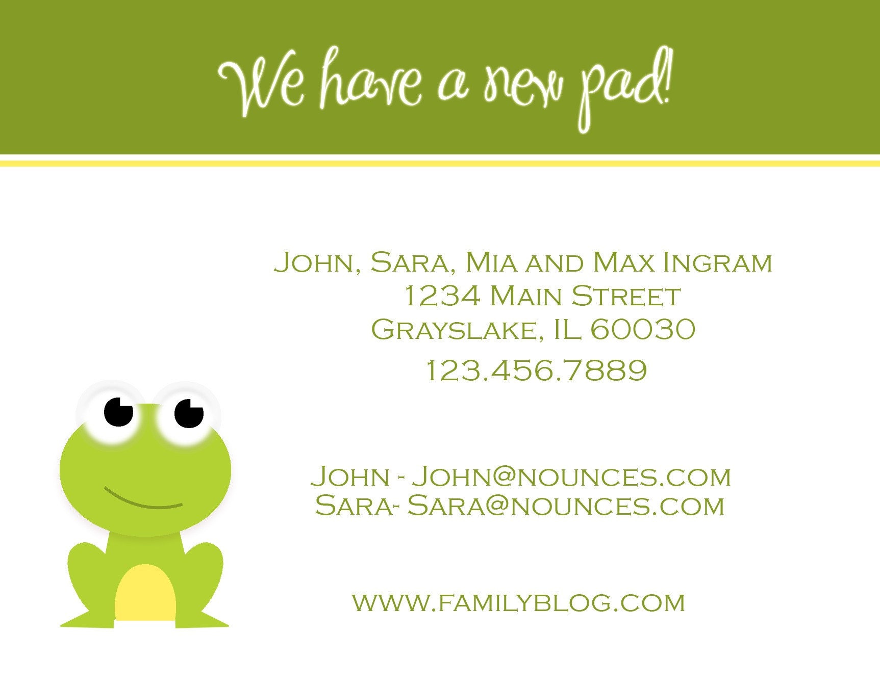 New Address Cards - Frog