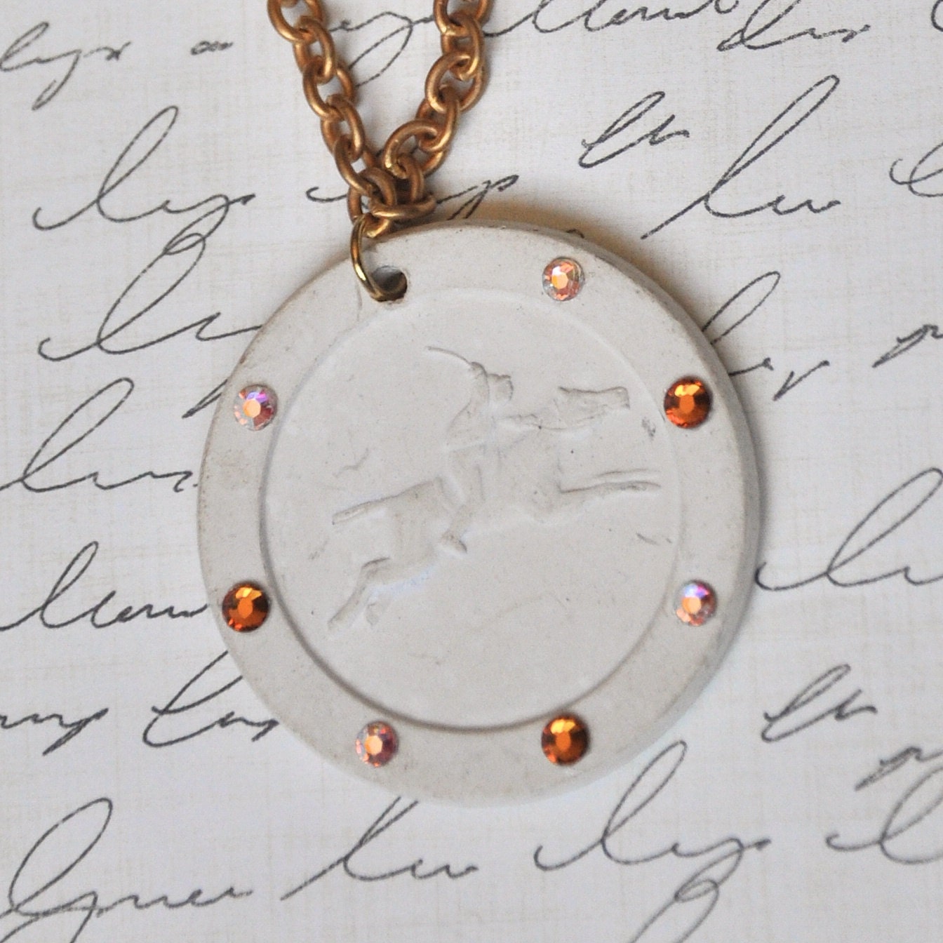 Vintage Horse and Jockey Poker Chip necklace