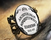 Bat Ouija Board Halloween Horror Punk Gothic Occult Antique Bronze Ring 266-AR