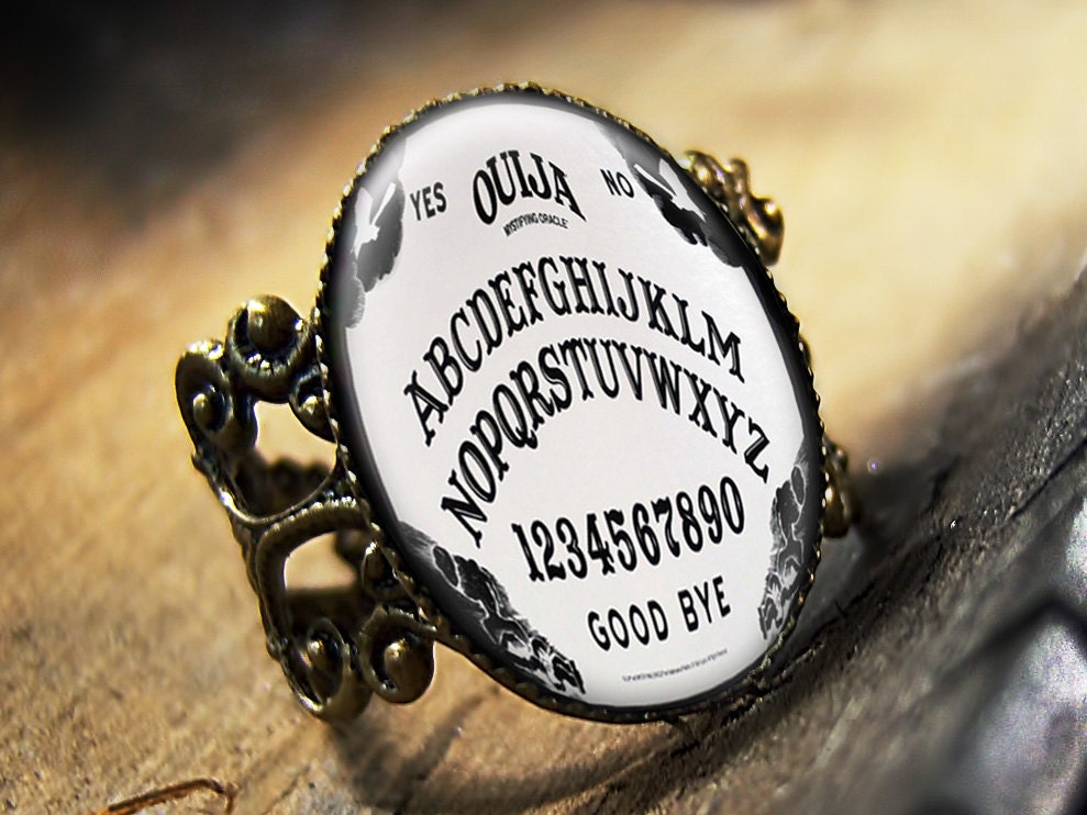 Bat Ouija Board Halloween Horror Punk Gothic Occult Antique Bronze Ring 266-AR