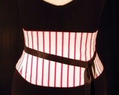 Corset Waist Cincher Belt - Red Candy Stripe Any Size Custom B CLEARANCE