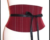 Red Striped Waist Cincher Corset Belt  Any Size Custom B G