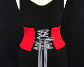 Organic Cotton Corset Waist Cincher Belt in Red and Black