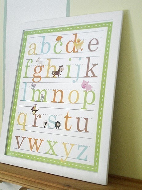 11x14 Funny Farm Alphabet Poster for Boys and Girls