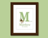 8x10 Initial Art Print Personalized Name for Boy or Girl