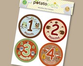 Baby Onesie Stickers - Woodland Forest Friends Monthly Shirt Labels
