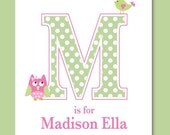 Personalized Initial Name 8x10 - Custom Nursery Art Print for Girls