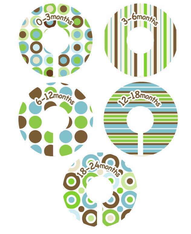 Baby Closet Dividers Organizer Clothing Dividers - Modern Pop Blue Green and Brown