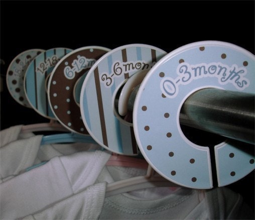 Closet Dividers - Modern Blue and Chocolate Brown Baby Clothing Dividers
