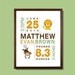 Birth Print Custom Nursery Art for Boys - 8x10