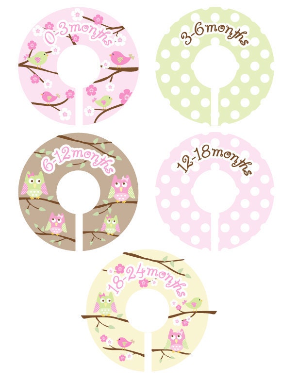 Clothing Closet Dividers - Sweet Birds and Owls