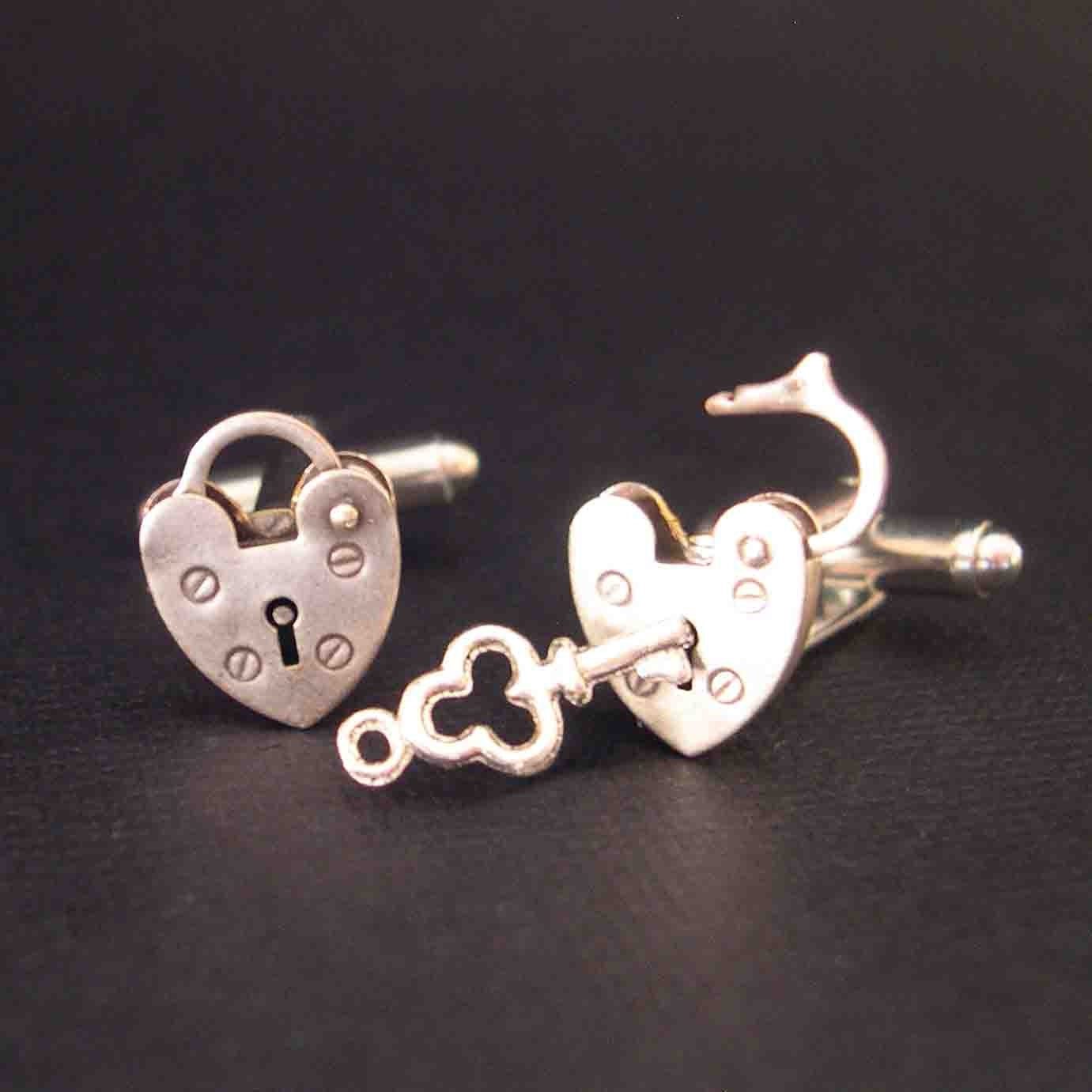 Mini Opening Closing Vintage Padlock Cufflinks - Unlock My Heart