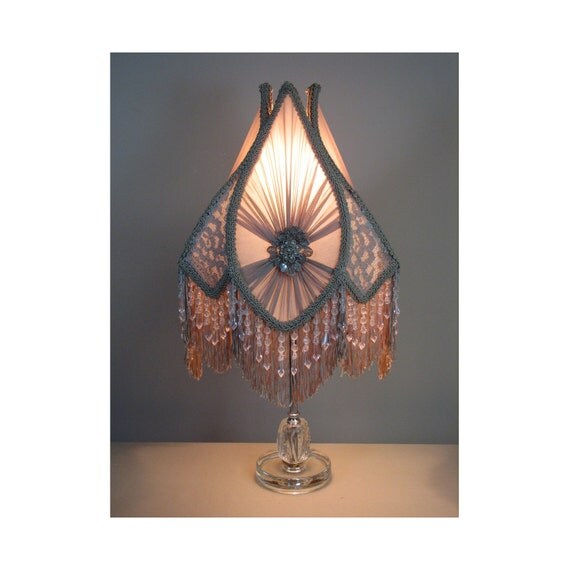 Vintage Table Lamp with Victorian Lamp Shade -The Twenties in Parie' 0407