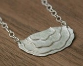 Shell Fungus Necklace (small), handcut silver with wire detail