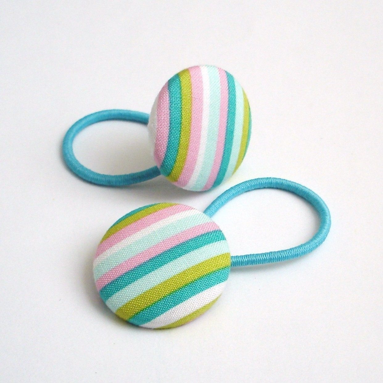 Ponytail Holders Aqua Stripes