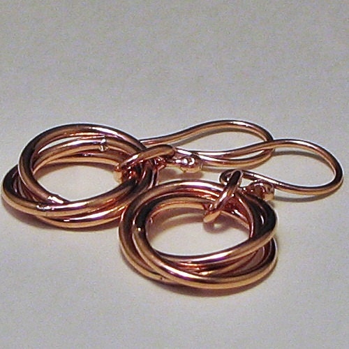Flower Power Large Mobious Earrings in Copper