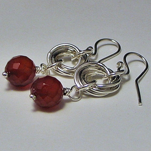 Flower Power Deep Red Carnelian Drop Earrings