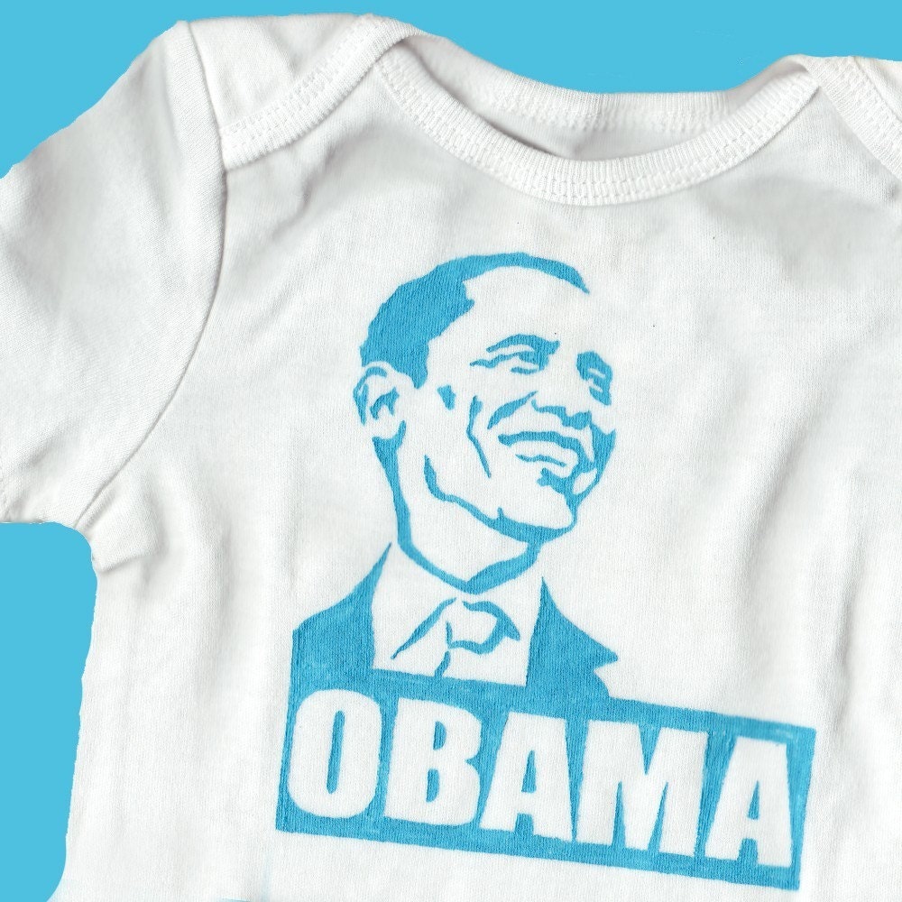 Hand Painted Barack Obama Baby Bodysuit or T-Shirt (pick your size) Perfect Baby Shower Gift, political, president, democrat, 2012 election