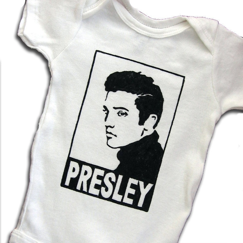 Hand Painted Elvis Presley Baby Bodysuit or Kid's T-Shirt (pick your size) Baby Shower Gift - KID'S SHIRT - the king - infant - PRESLEY