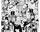 Animals in winter clothes print