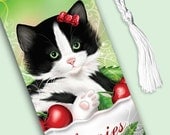 Cat Bookmark - Buy Four GET ONE FREE - Tasseled Bookmark- Cherry Kitten