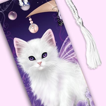 Bookmark - Buy Four GET ONE FREE - Tasseled Cat Bookmark- Twilight Moon Pearls