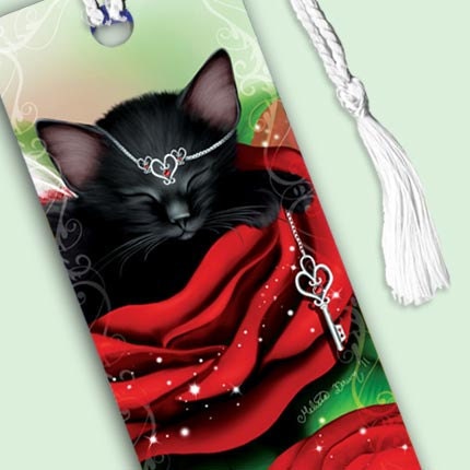 Bookmark - Buy Four GET ONE FREE - Tasseled Cat and Flower Bookmark- Sweet Daydreams