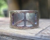 sterling silver peace sign ring - band of peace and love