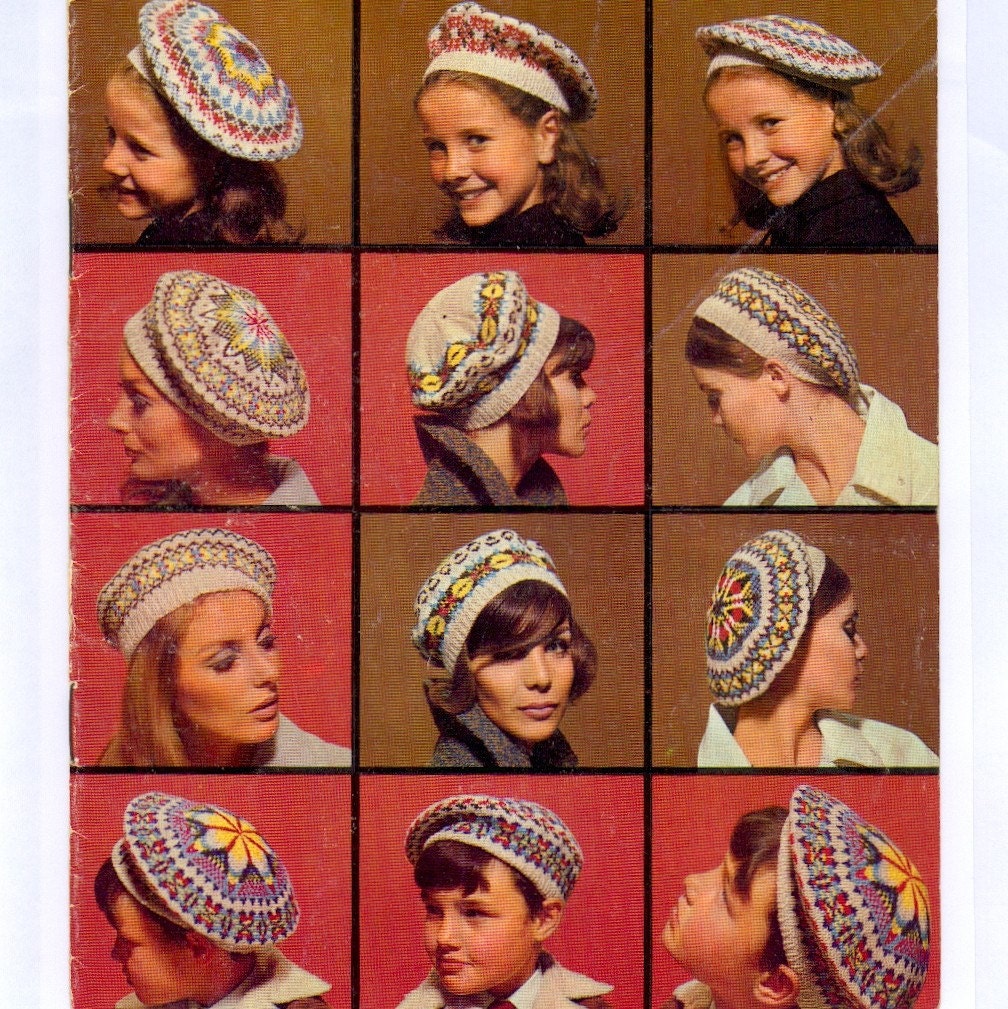 Five Fair Isle Tam Hats PDF Vintage Knitting Pattern    