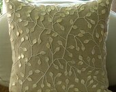 Throw Pillow Covers 16x16 Inches Linen Pillow Cover Accent Decorative Pillow Couch Sofa Jute Mother Of Pearl Embroidery Vintage Garden